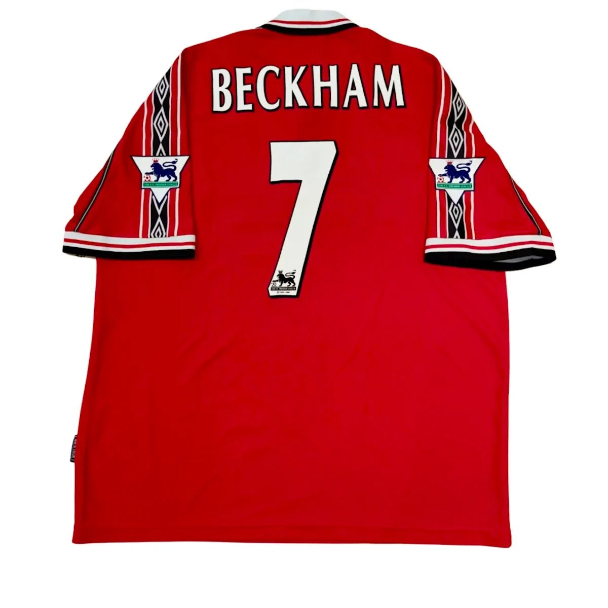 Maillot Extérieur Manchester United 1998 - Beckham #7, Patch Ligue, Blanc