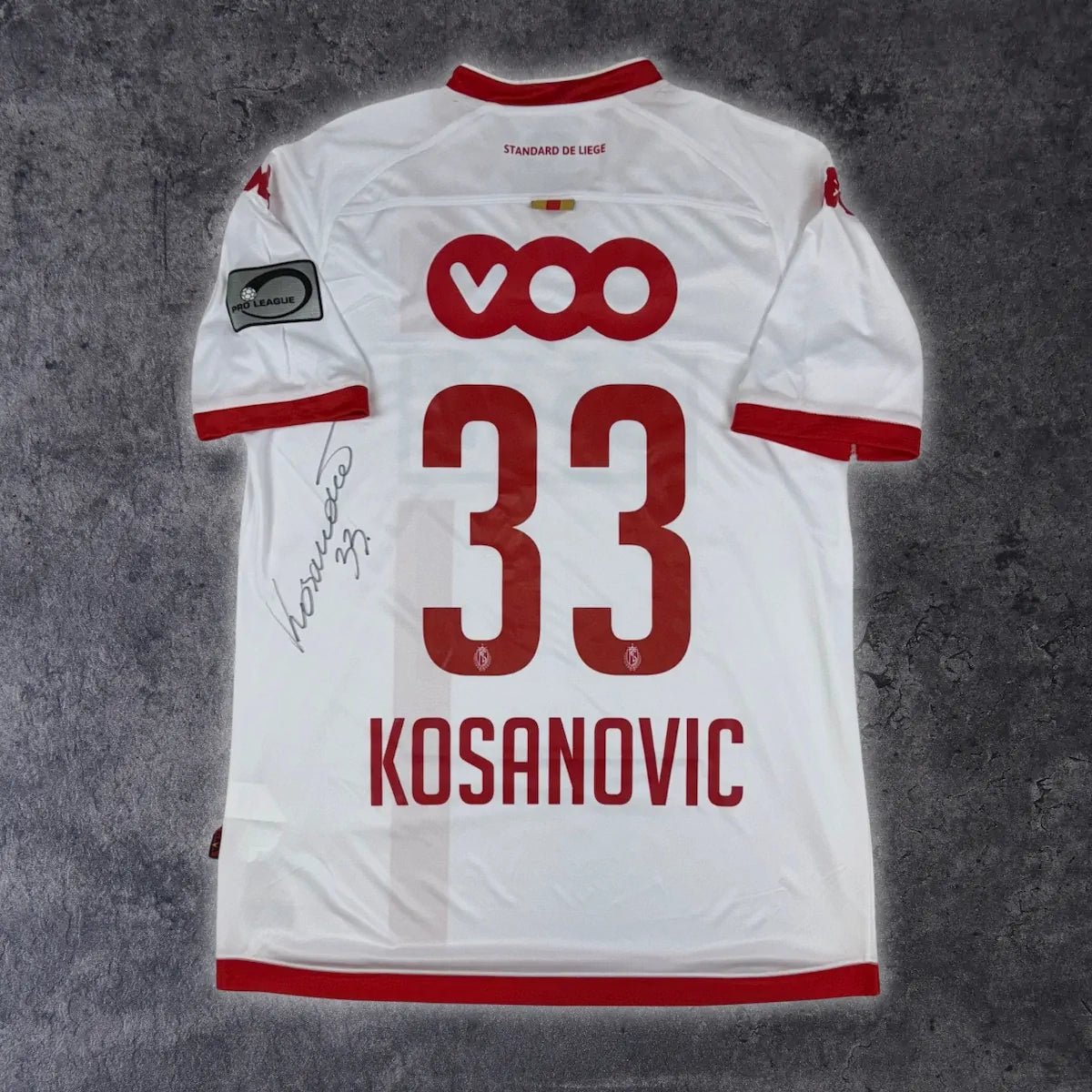 2015/16 Standard de Liège Extérieur - Kosanovic 33 *PRÉPARÉ / PORTÉ / SIGNÉ*(XL) - Iconic Football Shop